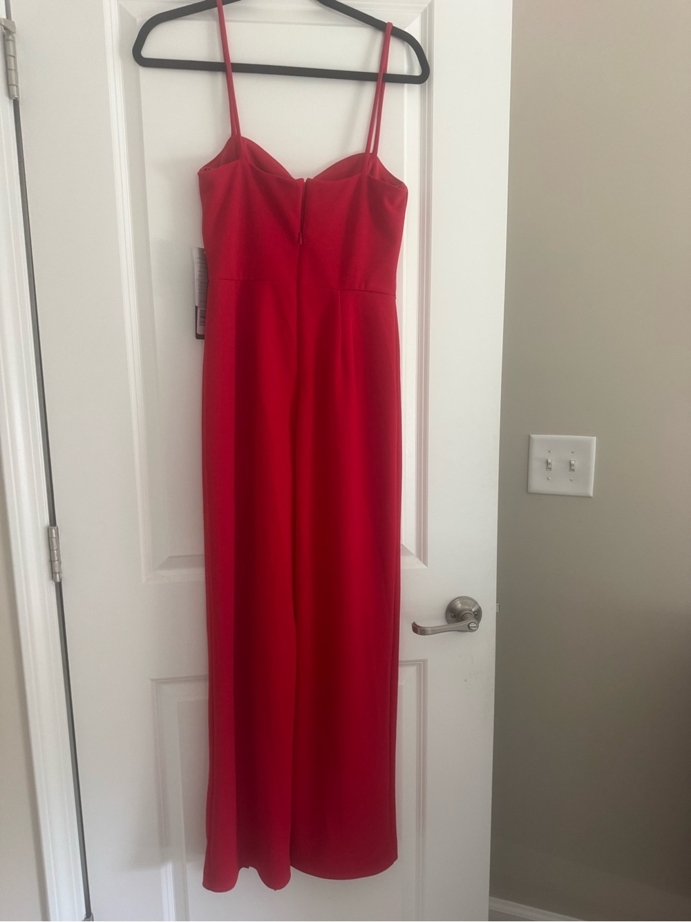 bebe Red Strap Spaghetti-Strap Jumpsuit